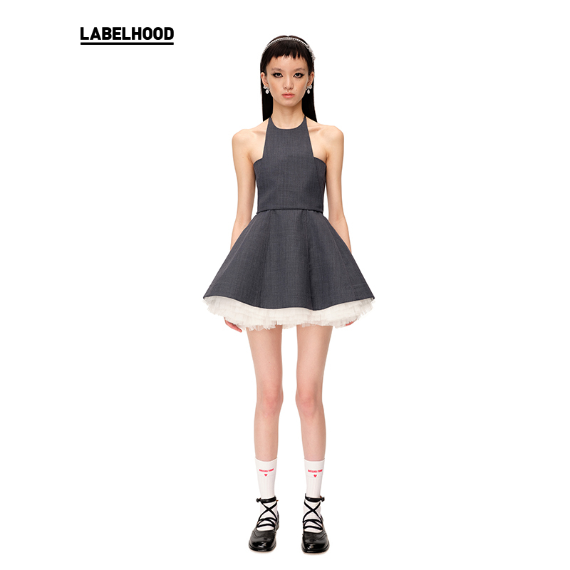 【SHUSHUTONG】蕾虎设计感甜美时尚抹胸蓬蓬两件套A字裙