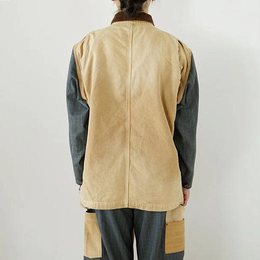KHOKI Vintage effect work coat 手工拼接REMAKE复古工装夹克 商品图2