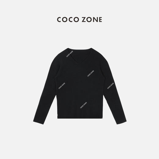 COCO ZONE100%羊毛早秋针织衫V领长袖修身打底衣23C29962 商品图1