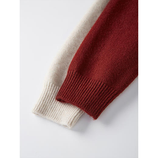 【1件66折】熙世界复古费尔岛新年红色针织衫长袖半拉链毛线衫2025春秋新款 商品图3