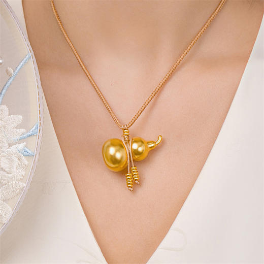 典粹葫芦吊坠 足金古法金葫芦黄金福禄挂坠男女情侣款【按克计价黄金1】MEMORA诗普琳GP291302 商品图2