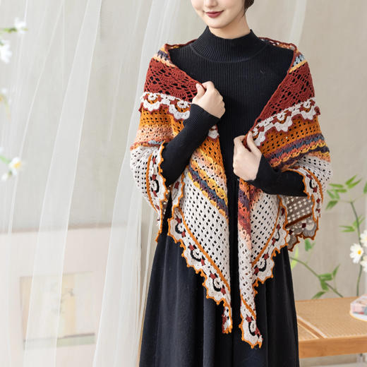 苏苏姐家莲锦披肩手工diy钩针编织羊毛线毛线团材料包 商品图1