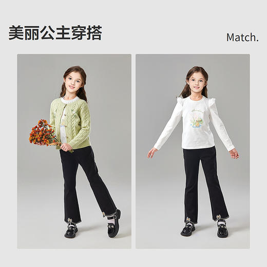 笛莎Deesha 童装女童T恤2025春新款女童时尚图案T恤 商品图5