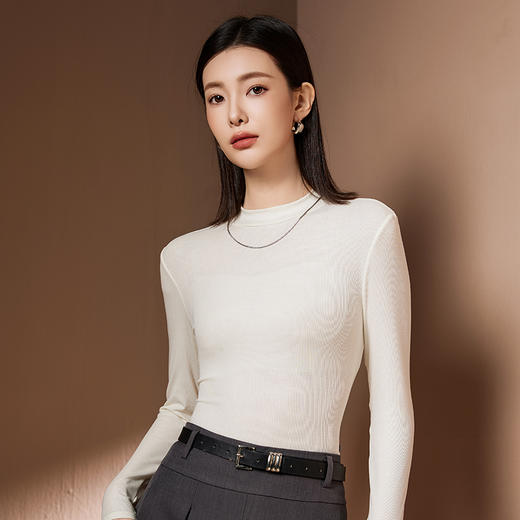 I'd爱帝【桑蚕丝】莱赛尔纯色小高领长袖女秋冬百搭打底衫 商品图2