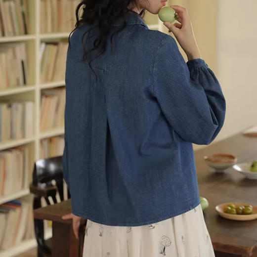 裁缝学苑AQ409水洗牛仔系带衬衫纸样女装法式复古长袖上衣衬衣样板 商品图2