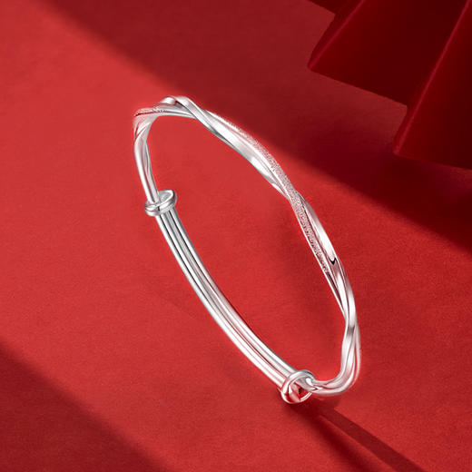 卡蒂罗/KADER  【纯银999 可DIY】福运循环手镯 莫比乌斯环系列开口可调节可拆卸素圈银镯小众新中式 礼盒 商品图9