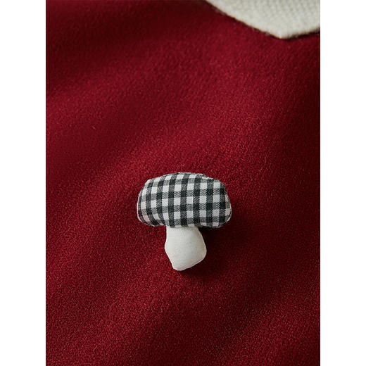 【1件56折】熙世界立体小蘑菇毛针织衫2025春秋新款甜美减龄撞色娃娃领上衣 商品图3