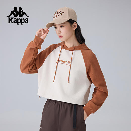 Kappa卡帕背靠背运动卫衣女新款休闲连帽套头衫针织衫短款上衣潮K0F22MT81 商品图2