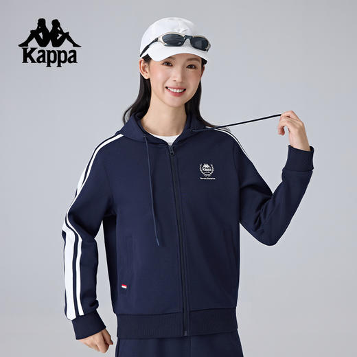 Kappa卡帕背靠背运动卫衣女春秋新款复古针织开衫休闲运动服外套K0F22MK20 商品图2