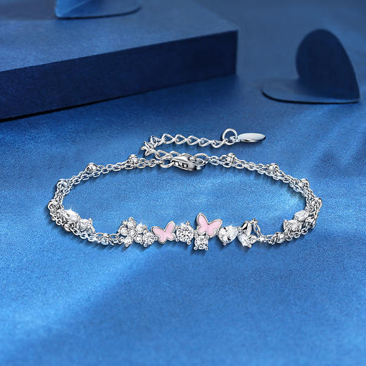 【夜光】卡蒂罗/KADER 夜光蝴蝶双链 接住招财的蝴蝶玄学！闪闪蝶舞粉色少女心原创秋冬拼接链 925银 商品图10