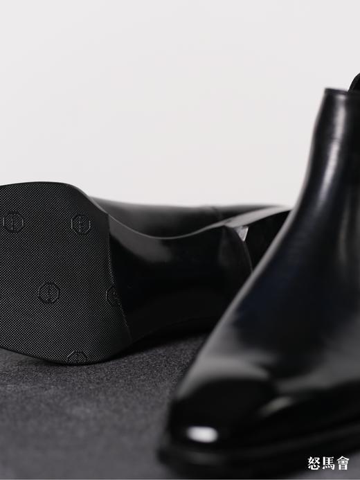 手工固特异意大利小牛皮手工擦色盲腰琴底黑色切尔西靴 商品图5