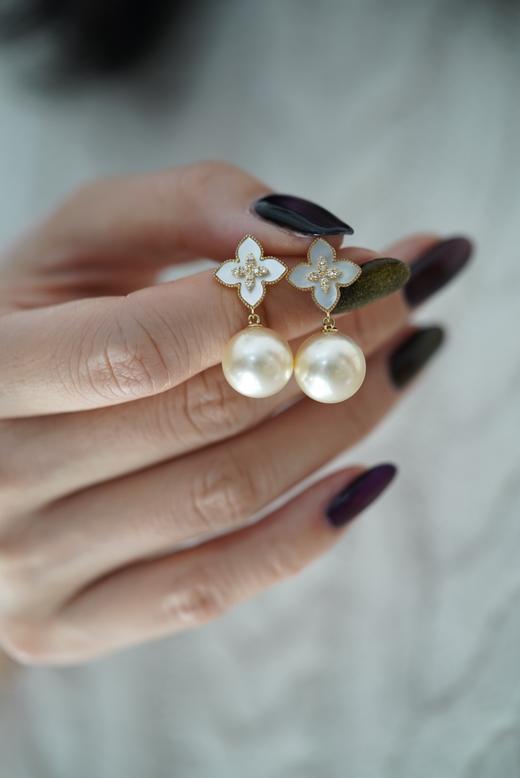 金珠耳饰「干枯玫瑰钻石四叶草」 商品图3