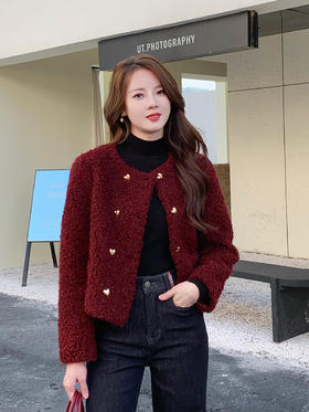 【百图lulu定制】【贺岁羊羔毛外套】仿羊羔毛 麂皮内里 复古喜庆 温暖可人 短外套