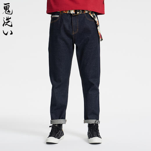 ONIARAI/鬼洗25春夏泥棒蓝福气莽莽绣花红布边牛仔裤男式 25N5401 商品图2
