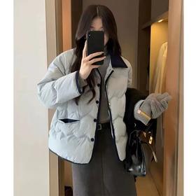 秋冬款短款小香风棉服休闲外套 韩国ins翻领轻薄羽丝棉衣