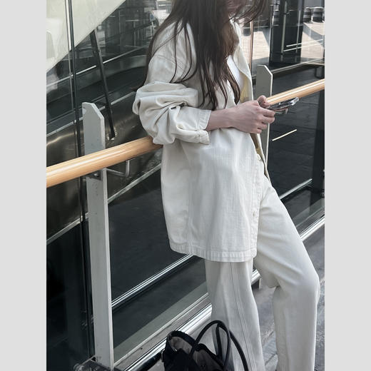 ROMI STUDIO“随性简约”100%斜纹棉高腰宽松香草色牛仔直筒裤K3617 商品图4