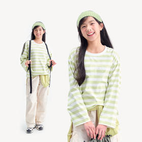 笛莎Deesha青少年女童T恤2025春季女童宽松版型长袖T恤