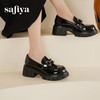 Safiya/索菲娅2025春英伦风粗跟漆皮钻扣轻便百搭小个子增高乐福鞋 SFD1112140 商品缩略图4