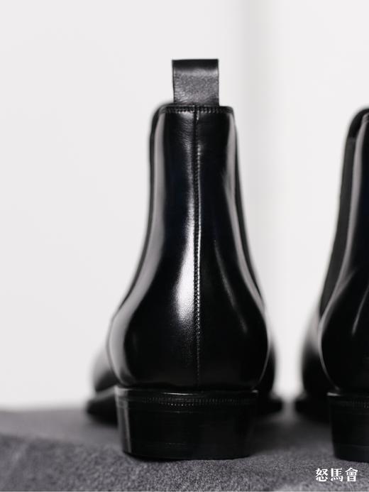 手工固特异意大利小牛皮手工擦色盲腰琴底黑色切尔西靴 商品图6