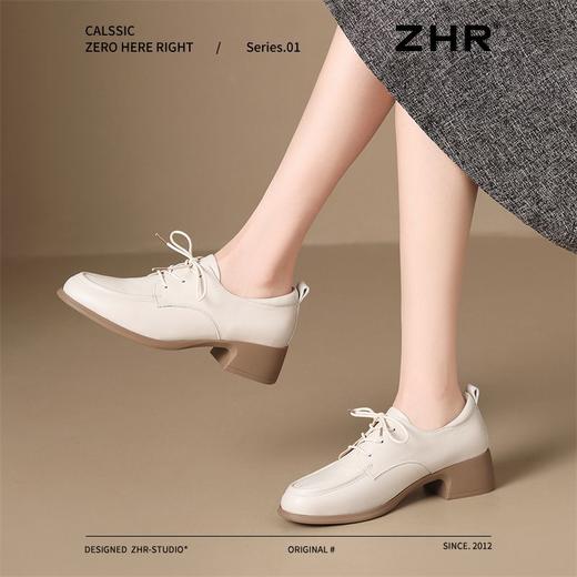 ZHR则则头层牛皮真皮粗跟高跟单鞋乐福鞋2025新款百搭时尚小皮鞋 商品图7