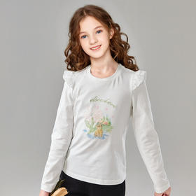 笛莎Deesha 童装女童T恤2025春新款女童时尚图案T恤