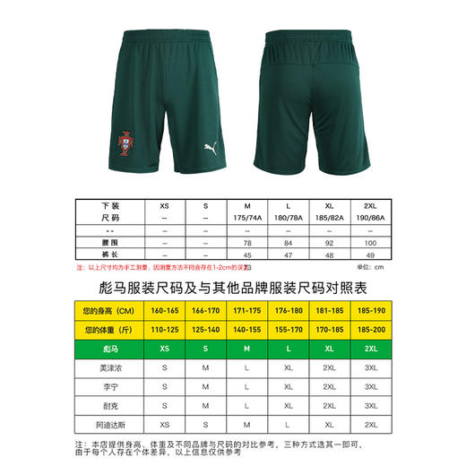 小李子PUMA彪马葡萄牙主场比赛训练服短裤成人男款779226 10 商品图3