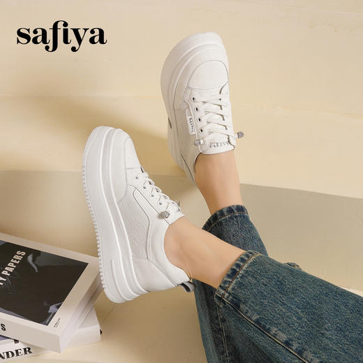 Safiya/索菲娅2025春新款轻便休闲增高厚底运动小白鞋 SFD1112018 商品图5
