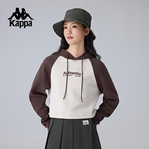 Kappa卡帕背靠背运动卫衣女新款休闲连帽套头衫针织衫短款上衣潮K0F22MT81 商品图0