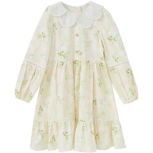 笛莎Deesha 童装女童连衣裙2025春新款女童翻领印花棉布连衣裙 商品图4