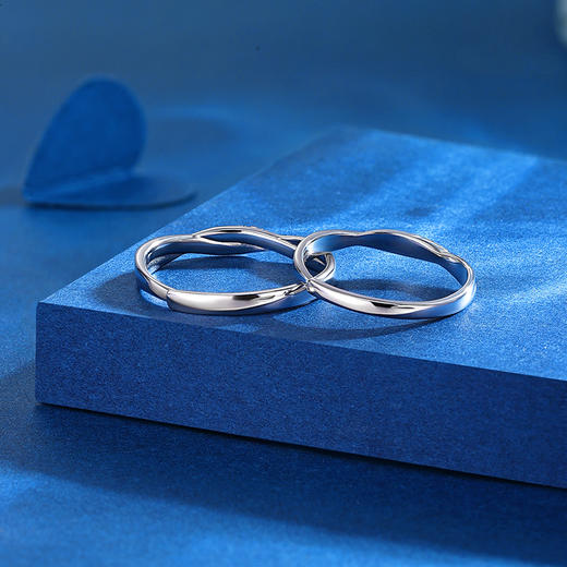 卡蒂罗/KADER 莫比乌斯环 钟爱久久情侣对戒，浪漫爱意交织爱无止境开口可调节素圈一对 情意绵绵生日告白纪念日 商品图7