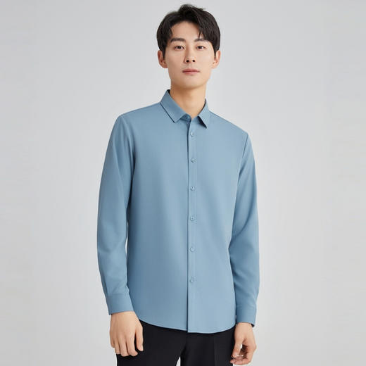 圣得西商务休闲纯色舒适不臃肿衬衣2025秋季新款加绒保暖长袖衬衫 商品图1