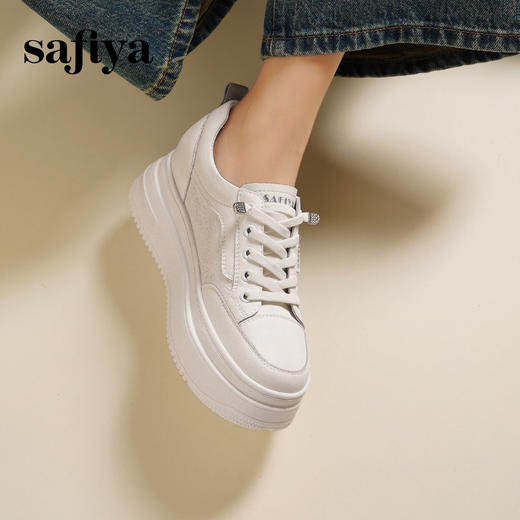 Safiya/索菲娅2025春新款轻便休闲增高厚底运动小白鞋 SFD1112018 商品图1