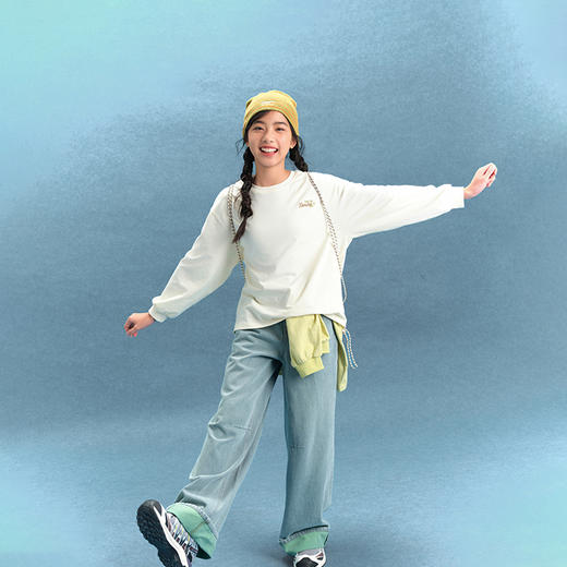 笛莎Deesha青少年女童T恤2025春季女童精致绣花基础长袖T恤 商品图4