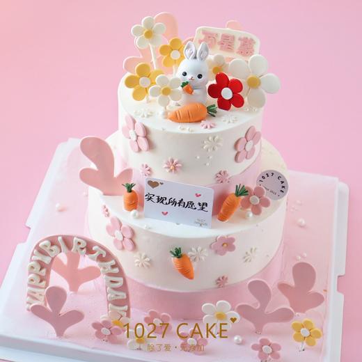 1027CAKE | 小兔子 双层蛋糕 翻糖装饰 周岁 商品图1