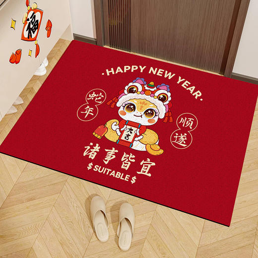 【金蛇贺岁！新年到！】2025年生肖门垫 蛇年水晶绒出入平安地垫 进门家用加厚蹭脚垫-QQ 商品图9