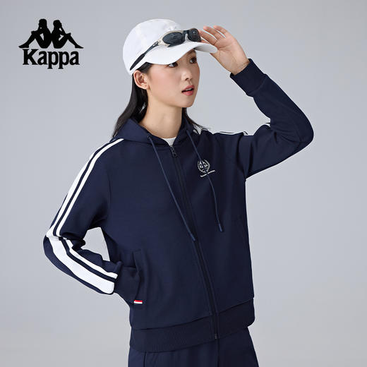 Kappa卡帕背靠背运动卫衣女春秋新款复古针织开衫休闲运动服外套K0F22MK20 商品图0