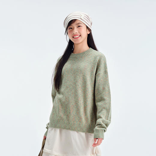 笛莎Deesha青少年女童毛衫2025春季女童舒适针织圆领毛衣 商品图3