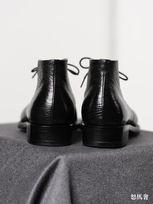 手工固特异南非鸵鸟皮意大利Vibram橡胶底黑色沙漠靴 商品图4