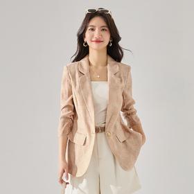 【高货sh】全新升级【铂金会员257/天猫339/差价82】(12838) 洛诗琳翻领印花小西装2025春季新款修身七分袖西装外套女