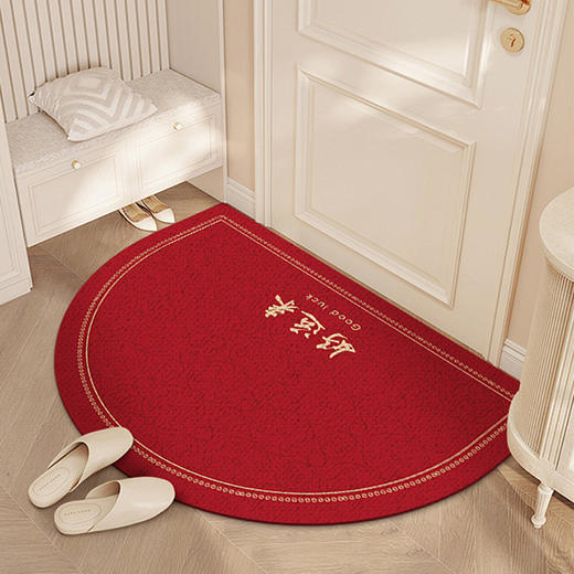 【新年新气象！半圆水晶绒入户门垫】半圆脚垫新年水晶绒门口地垫 家用卧室入户门地毯 进门地垫防滑门垫-QQ 商品图6