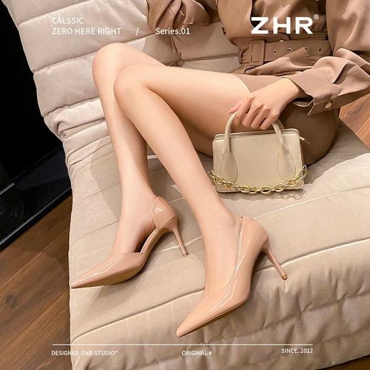 ZHR则则气质尖头高跟鞋女2025新款春裸色细跟高跟鞋性感浅口单鞋 商品图5