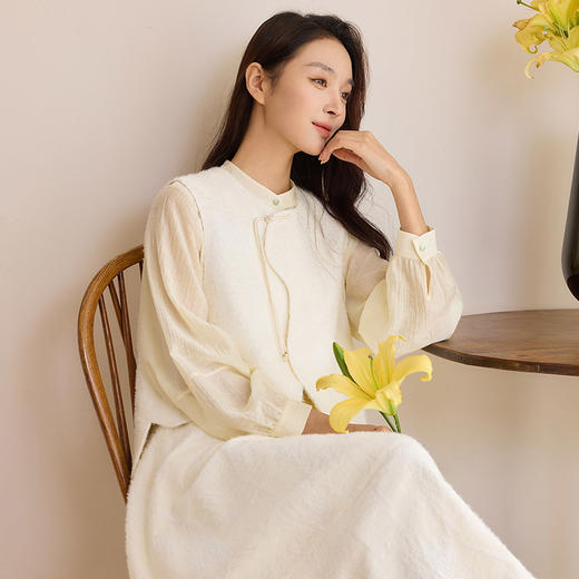 玳莎盘扣新中式马甲女2025年春季新款国风提花设计感马甲背心上衣  FA37001 商品图0