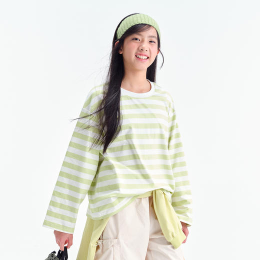 笛莎Deesha青少年女童T恤2025春季女童宽松版型长袖T恤 商品图4