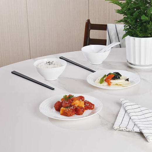 乐美雅（Luminarc）餐具华瑞娜套装家用无铅白玉玻璃耐高温饭面汤碗餐盘微波炉适用 LC-CJJ1101华瑞娜白玉餐具8件套 商品图1