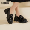 Safiya/索菲娅2025春英伦风粗跟漆皮钻扣轻便百搭小个子增高乐福鞋 SFD1112140 商品缩略图2