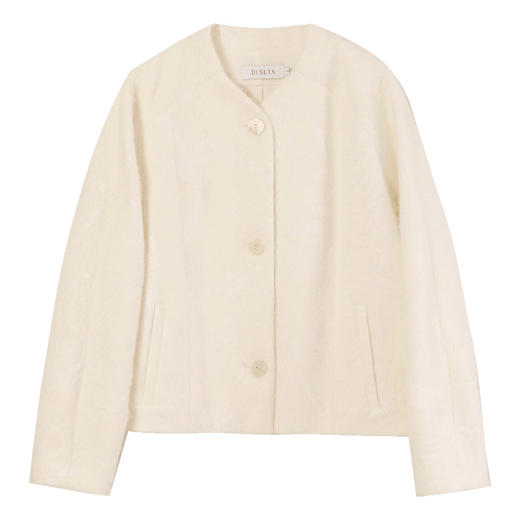 玳莎提花圆领短外套女2025春季新款优雅新中式显瘦插肩袖绒感上衣  FA37301 商品图4