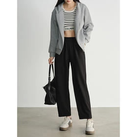 【专属特价】熙世界黑色九分阔腿萝卜裤春秋2025新款高腰宽松休闲烟管哈伦裤