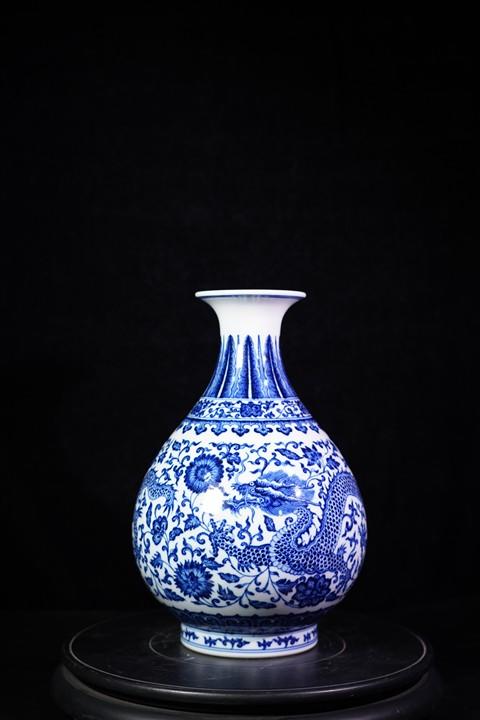 柴窑青花双龙缠枝莲玉壶春 商品图0