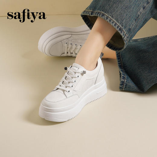 Safiya/索菲娅2025春新款轻便休闲增高厚底运动小白鞋 SFD1112018 商品图2