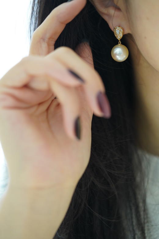 金珠耳饰「干枯玫瑰复古小盾牌」 商品图0